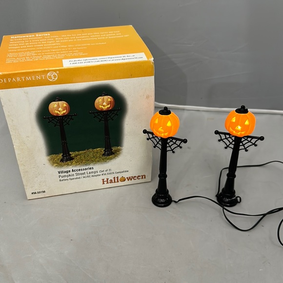Department 56 Other - Vtg Dept 56 Pumpkin Street Light Up Lamps Halloween Accessories